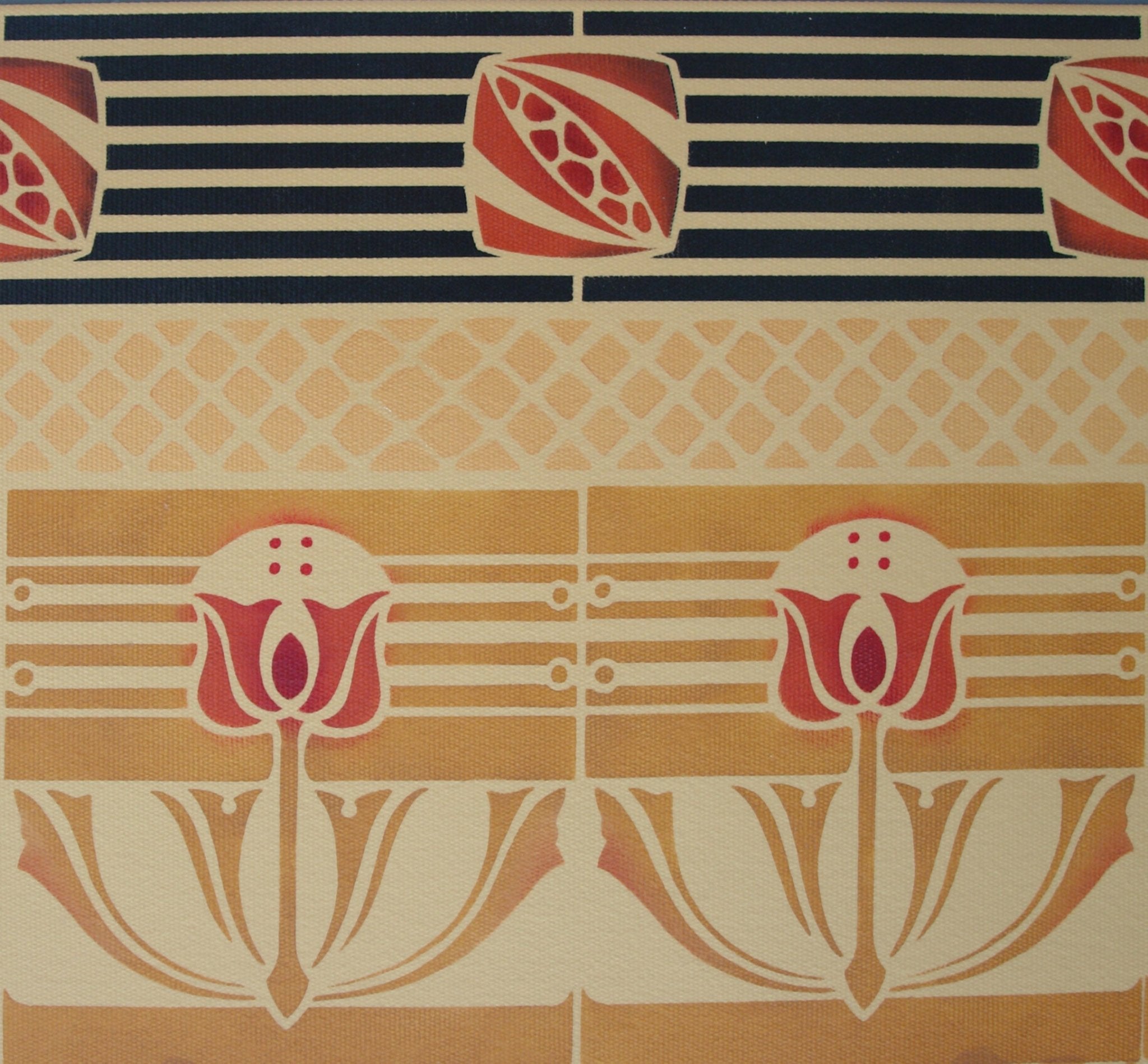 A close up of the border of Wunderlich Floorcloth #4.