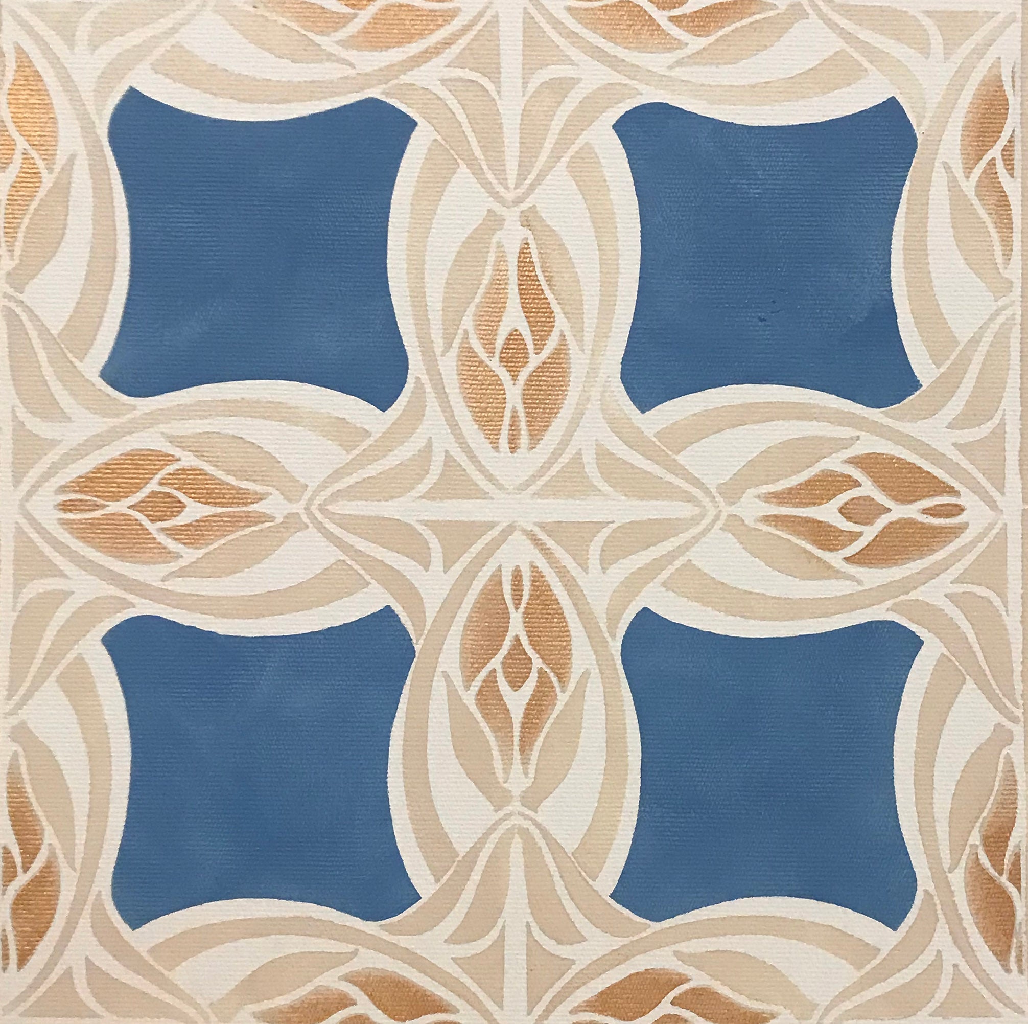 Close up of center motifs of Wunderlich Floorcloth #6.