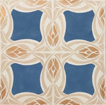 Load image into Gallery viewer, Close up of center motifs of Wunderlich Floorcloth #6.
