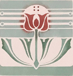 Close of of flower motif for Wunderlich Floorcloth #7.