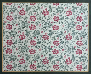 Full image of this floorcloth based on a lovely all-over floral pattern that is organic in its execution, creating a carpet of blooms, buds, and leaves. 