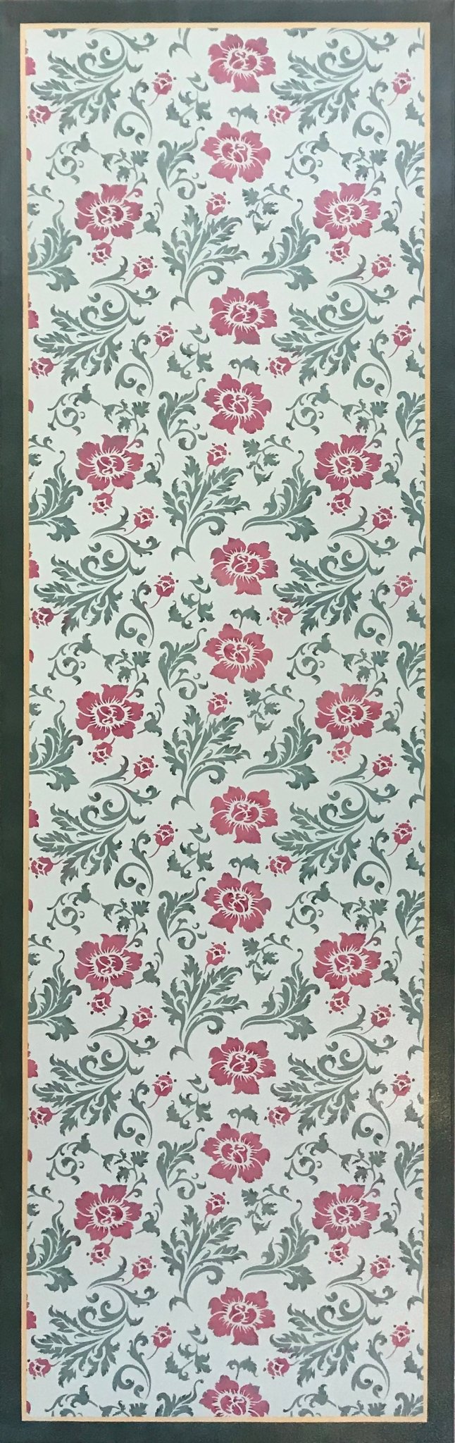 Full image of this floorcloth based on a lovely all-over floral pattern that is organic in its execution, creating a carpet of blooms, buds, and leaves.