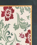 Load image into Gallery viewer, Close up of corner of Wild Roses #3 floorcloth.
