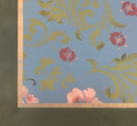 Load image into Gallery viewer, Close up of corner of Wild Roses Floorcloth #4.
