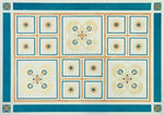 Load image into Gallery viewer, This image shows the full floorcloth based on this wonderful and rare geometric pattern by Christopher Dresser, c 1875. 
