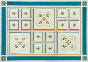 This image shows the full floorcloth based on this wonderful and rare geometric pattern by Christopher Dresser, c 1875. 